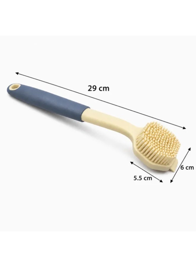 Silicone Wash Brush with Built-In Scraper, Food-Grade BPA-Free Kitchen Cleaning Brush, Flexible Silicone Bristles, Ergonomic Handle, 29 cm Blue - Image 3