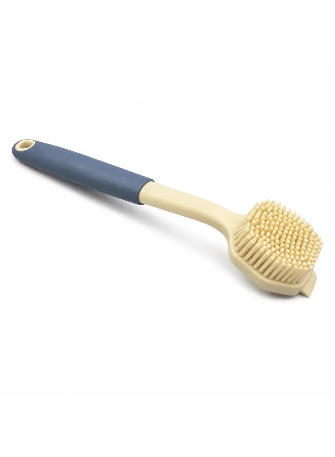 Silicone Wash Brush with Built-In Scraper, Food-Grade BPA-Free Kitchen Cleaning Brush, Flexible Silicone Bristles, Ergonomic Handle, 29 cm Blue - Image 1