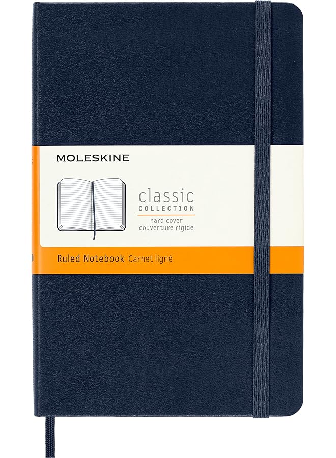 MOLESKINE Classic Notebook Hard Cover Medium 4.5 Inch X 7 Inch Ruled Lined Sapphire Blue 208 Pages - Image 1