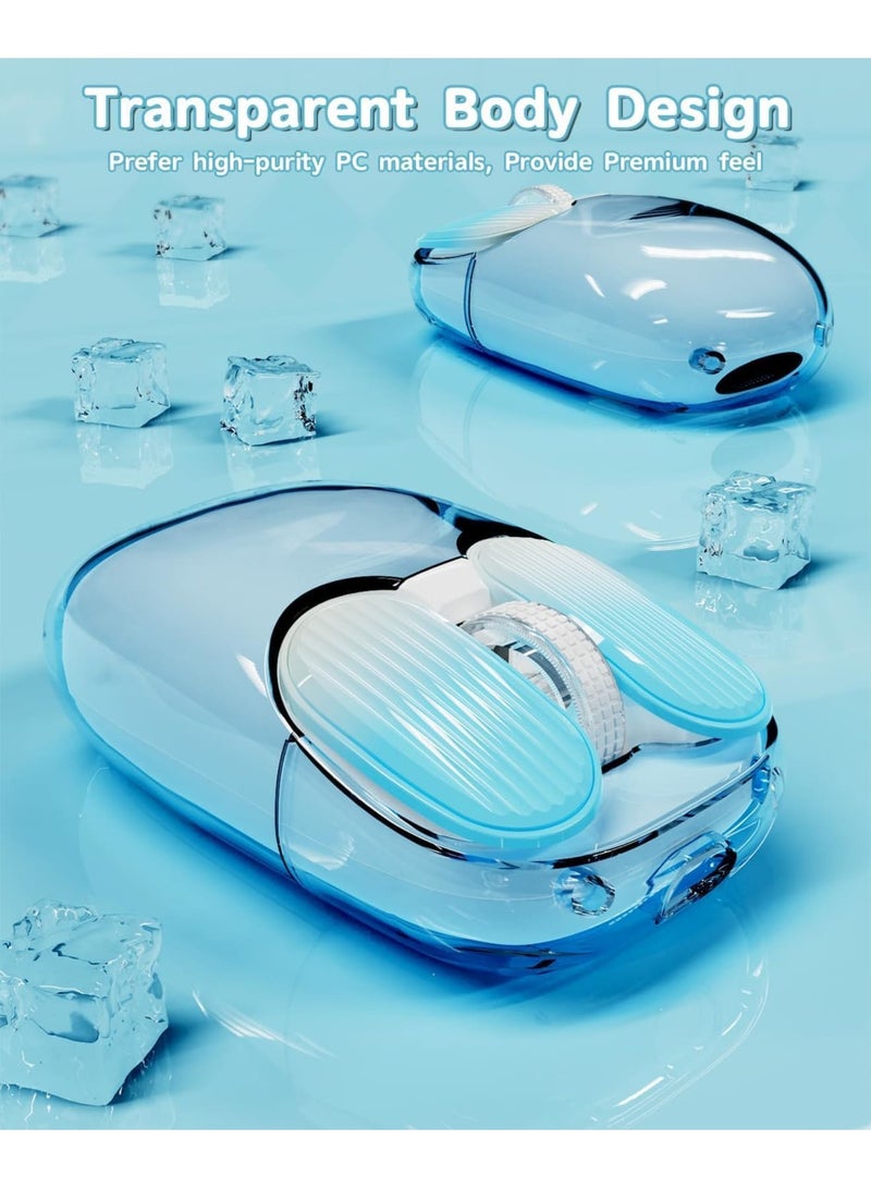 SOLARAE 2.4GHz Wireless Mouse with USB Mini Receiver, Mouse, Transparent Shell, 7 RGB Backlit, 1600 DPI Optical Tracking, Portable Rechargeable Noiseless Mice for Laptop, PC, Desktop, MacBook, Blue - Image 3