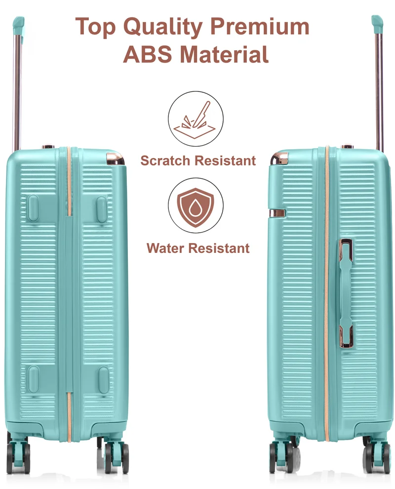 Senator Light Green hard case large checked luggage trolley for unisex abs lightweight 4 double wheeled suitcase with built in tsa type lock a5123 green  | Best Price UAE