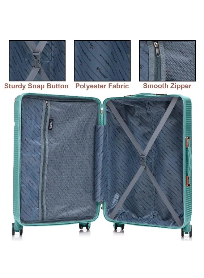 Senator Light Green hard case large checked luggage trolley for unisex abs lightweight 4 double wheeled suitcase with built in tsa type lock a5123 green  | Best Price UAE