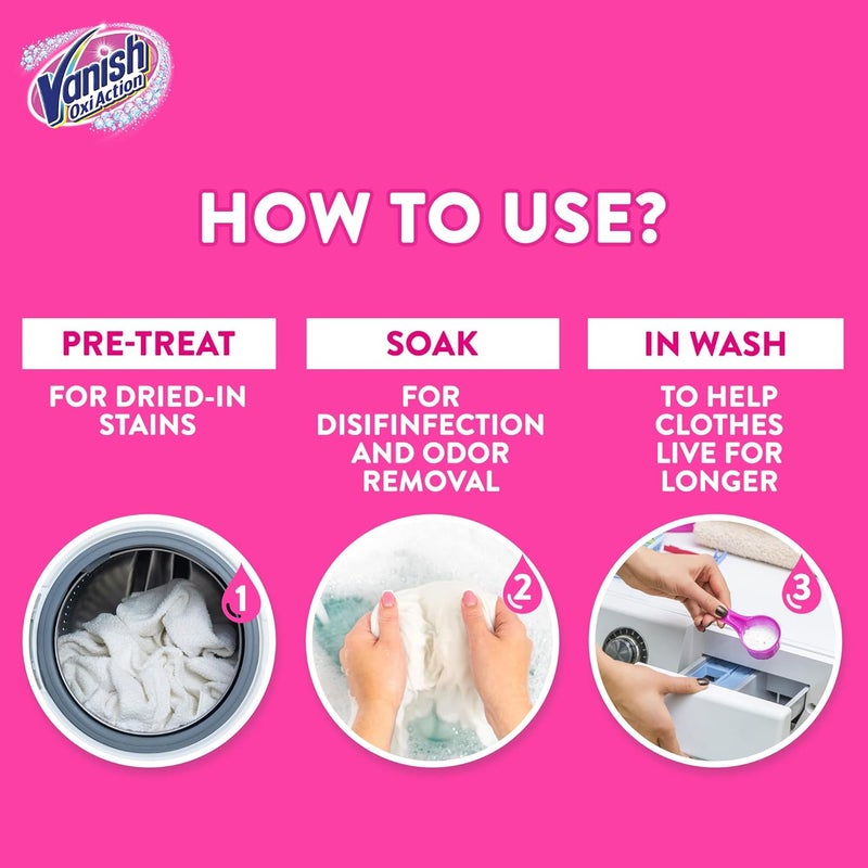 فانش بودرة مزيل البقع Fabric Oxi Action Stain Remover، 900 جرام، للملابس البيضاء - Image 5