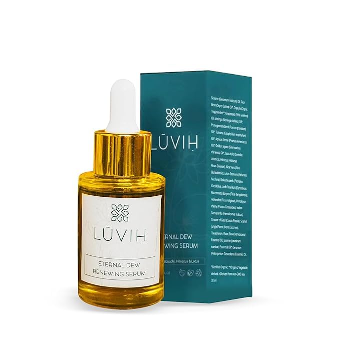 AntiAging Face Serum with Vitamin A B C Bakuchiol LUVIH Eternal Dew Hydrating Plumping Treatment with Gotu Kola Hibiscus Lotus For Wrinkles Fine Lines Mature Skin 30 mL