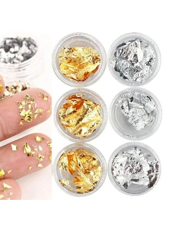 Metallic Foil Flakes Set, Gold Silver Rose Gold, 3 Jars, for Nail Art and Crafts - Image 4