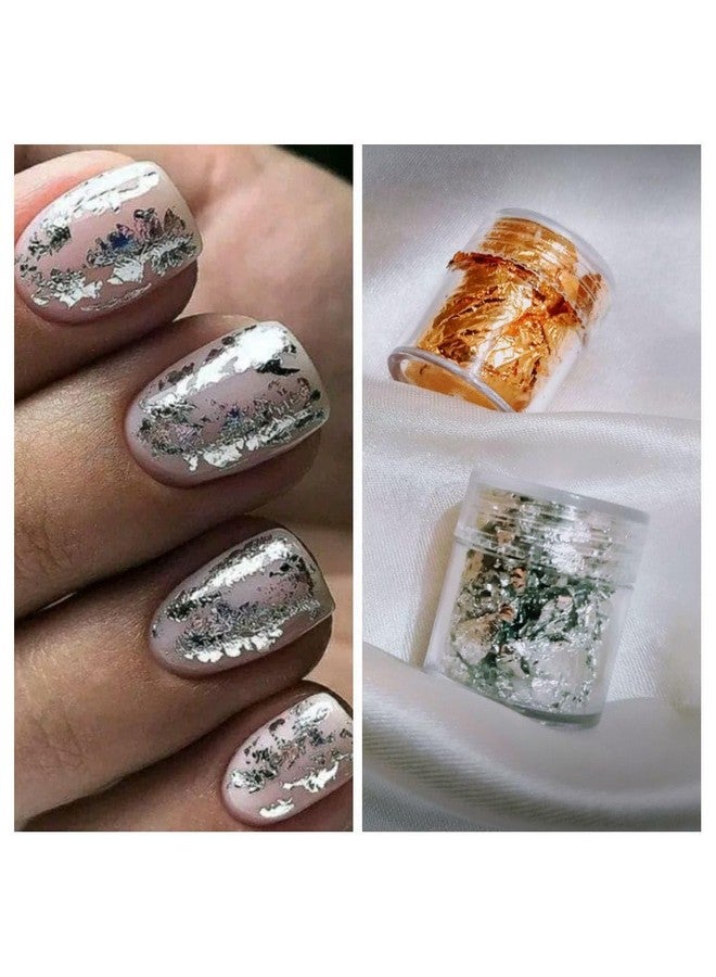 Metallic Foil Flakes Set, Gold Silver Rose Gold, 3 Jars, for Nail Art and Crafts - Image 3