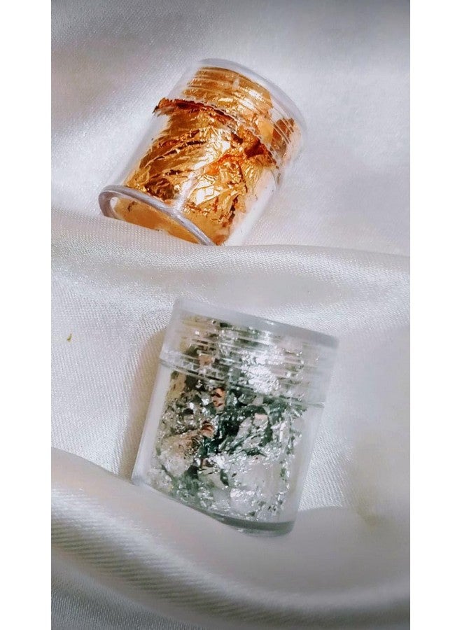 Metallic Foil Flakes Set, Gold Silver Rose Gold, 3 Jars, for Nail Art and Crafts - Image 1