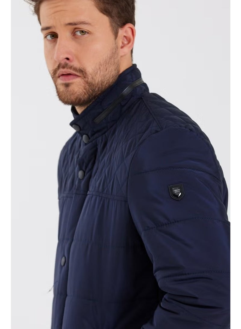 Sivaist Men's Navy Blue Regular Fur Inside Pocket Washable Regular Quilted Jacket & Coat - Image 5