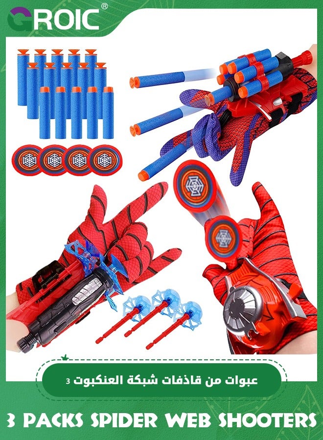 GROIC 3 Packs Spider Web Shooters, Cosplay Launcher Gloves Hero Launcher with Wrist Toys, Spider Web Launcher Glove, Funny Decorate Children Wrist Toy Gift for Kids - Image 1