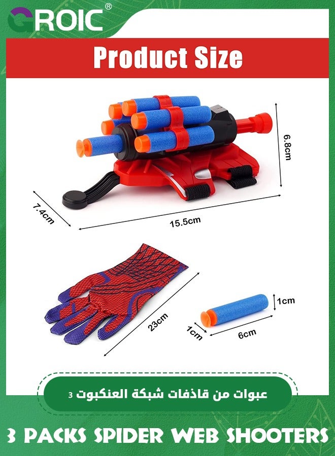 GROIC 3 Packs Spider Web Shooters, Cosplay Launcher Gloves Hero Launcher with Wrist Toys, Spider Web Launcher Glove, Funny Decorate Children Wrist Toy Gift for Kids - Image 3