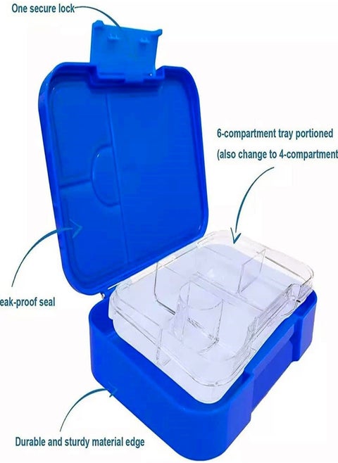 Bento Box 4/6 Compartments Ideal Portion Size Leak-Proof Toddler-Friendly Bento Lunch Box BPA-Free Suitable for Aged 3-7 Kids  PINK Blue