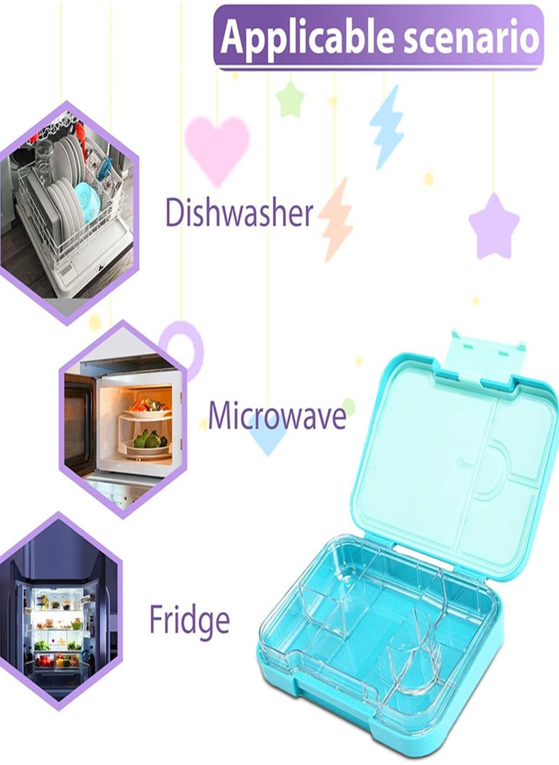 Bento Box 4/6 Compartments Ideal Portion Size Leak-Proof Toddler-Friendly Bento Lunch Box BPA-Free Suitable for Aged 3-7 Kids  PINK Blue
