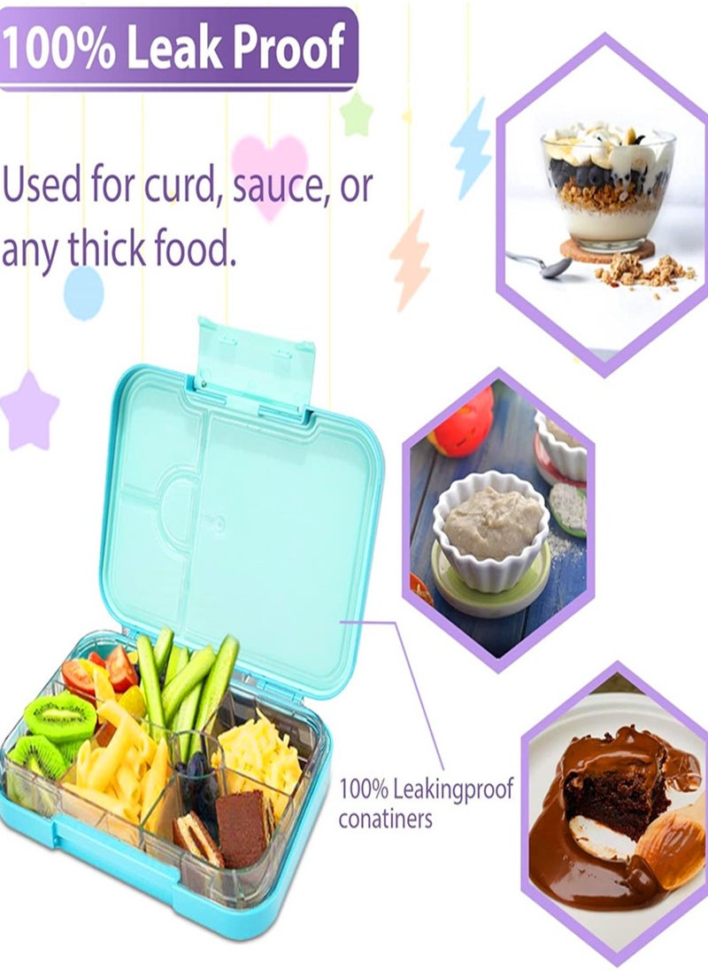 Bento Box 4/6 Compartments Ideal Portion Size Leak-Proof Toddler-Friendly Bento Lunch Box BPA-Free Suitable for Aged 3-7 Kids  PINK Blue