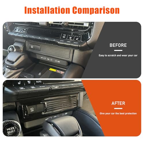 Heutamo Center Console Cigarette Lighter Panel Trim Cover Compatible with Toyota Land Cruiser Prado 250 J250 LC250 2024 2025, ABS Center Control Interior Trim Accessories (Black) - Image 2