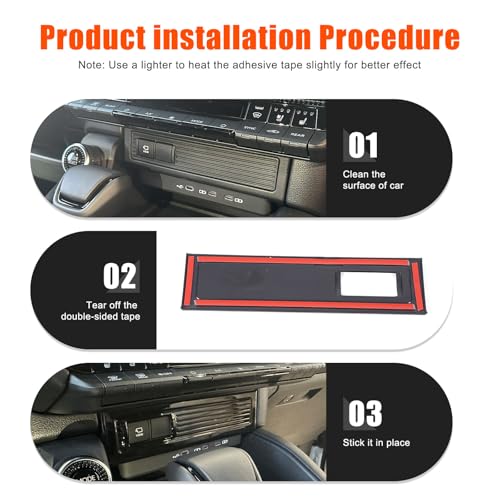 Heutamo Center Console Cigarette Lighter Panel Trim Cover Compatible with Toyota Land Cruiser Prado 250 J250 LC250 2024 2025, ABS Center Control Interior Trim Accessories (Black) - Image 3