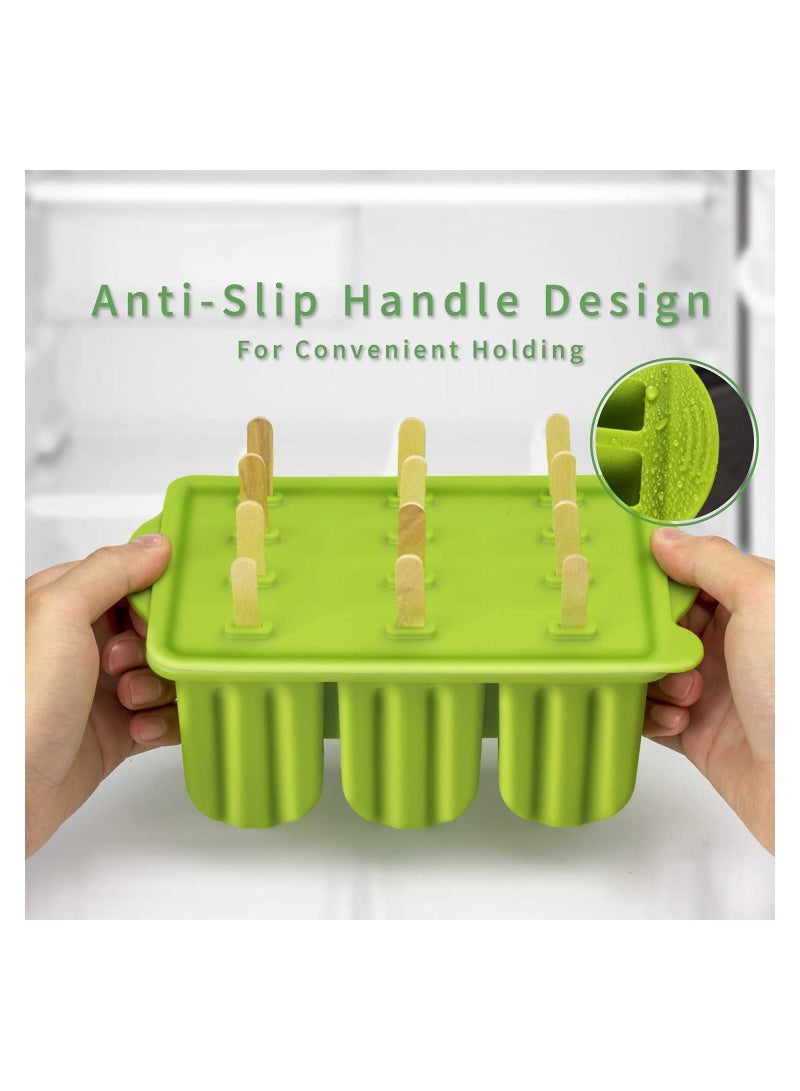 Excefore Popsicle Molds Set, 12 Pieces Silicone Popsicle Molds Easy-Release BPA-free Popsicle Maker Molds Ice Pop Molds Homemade Popsicle Ice Pop Maker, Green - Image 4