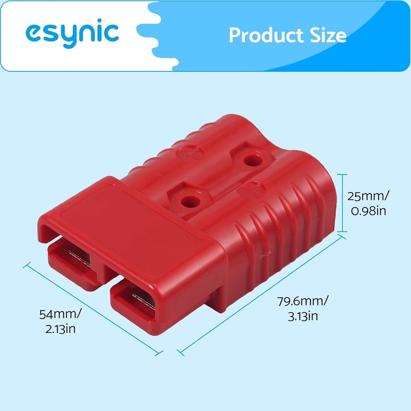 eSynic 2Pcs Battery Connector for 175Amp Anderson Connector Kit 175A Quick Connect Plug 600V Jumper Cables Connector with Handle and Anderson Plug Cover for Camper Car Recovery Winch Trailer (Red) - Image 2