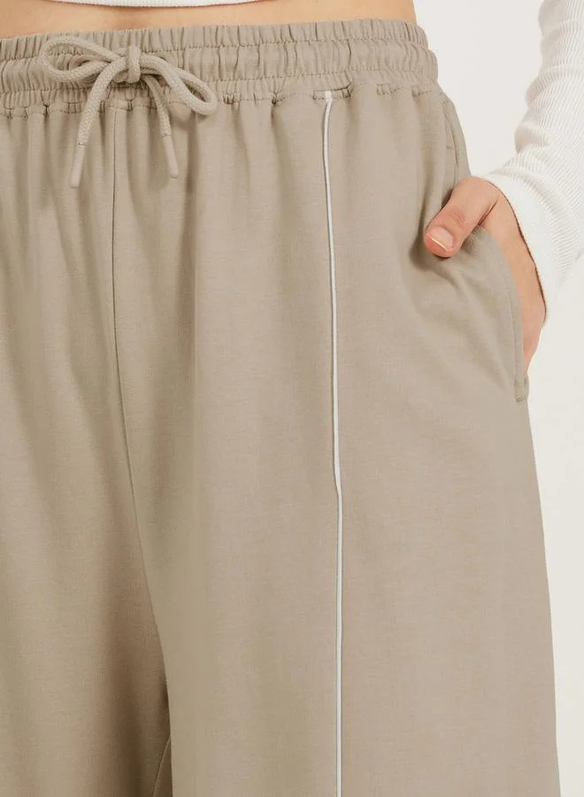 Styli Wide Leg Drawstring Joggers with Pintuck Detail