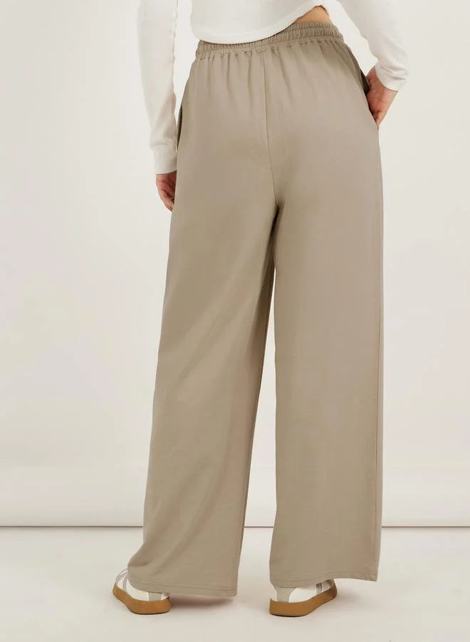 Styli Wide Leg Drawstring Joggers with Pintuck Detail
