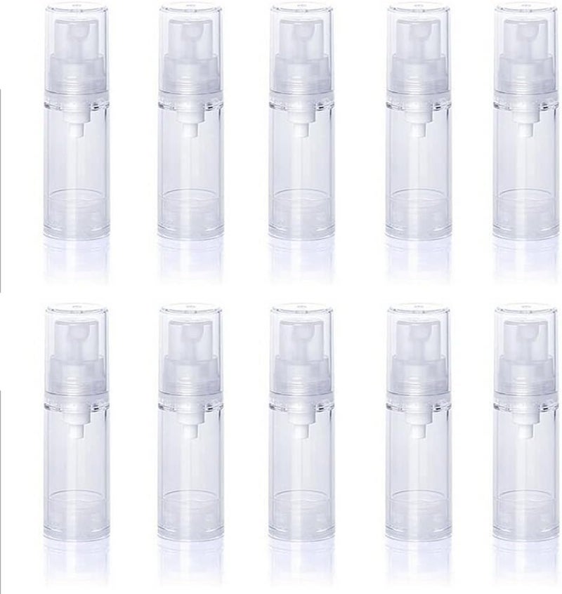 ericotry 12Pcs Empty Clear Portable Refillable Plastic Airless Vacuum Pump Bottles Travel Make-up Container Cream Lotion Sample Packing Toiletries Liquid Storage Container Vial Jars(5ml/0.17oz)