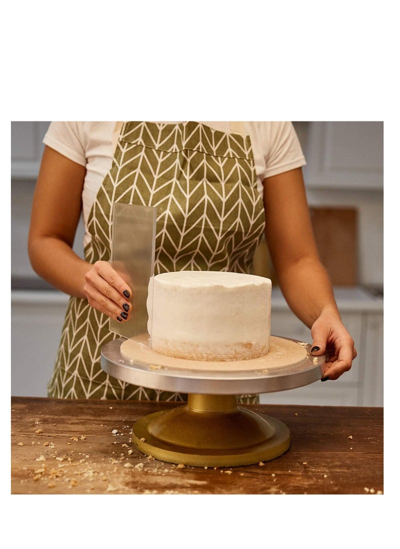 SYOSI - 12 Inch Clear Large Acrylic Cake Scraper Smoother and 10 Inch Cake Scraper Stripes Cake Smoother, Icing Smoother for Cakes The Continuous Sliding Makes the Icing Smoother - Image 1