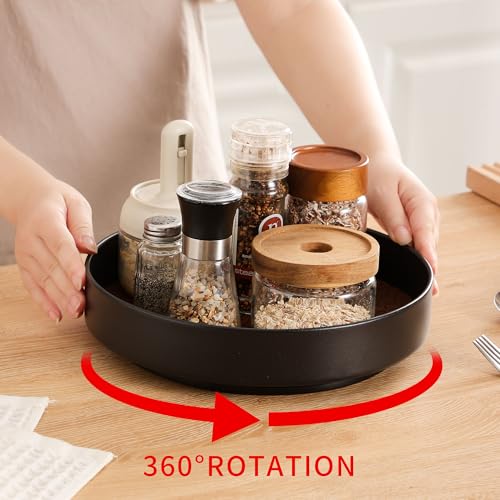 Leijosya Non-Slip Rotating Lazy Susan Turntable, 360-Degree Swivel, Black with Textured Surface (Black, 10 inches) - Image 4