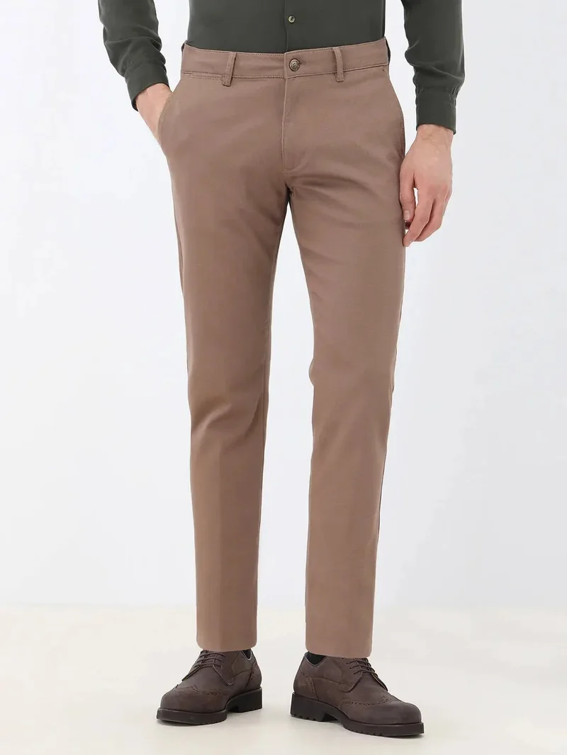 كيب بنطال قطني مخلوط، بني فاتح، بقصة عادية، بنسيج متين.