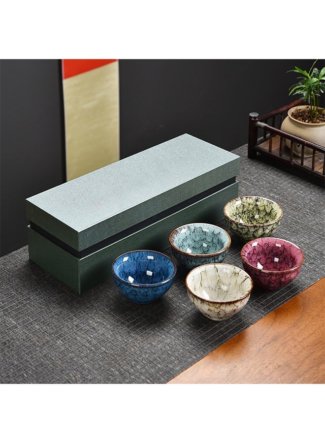 XiuWoo Set Of 5 Espresso Coffee Cup Ceramic Teacup Porcelain Tea Cup Set Multicolour - Image 3