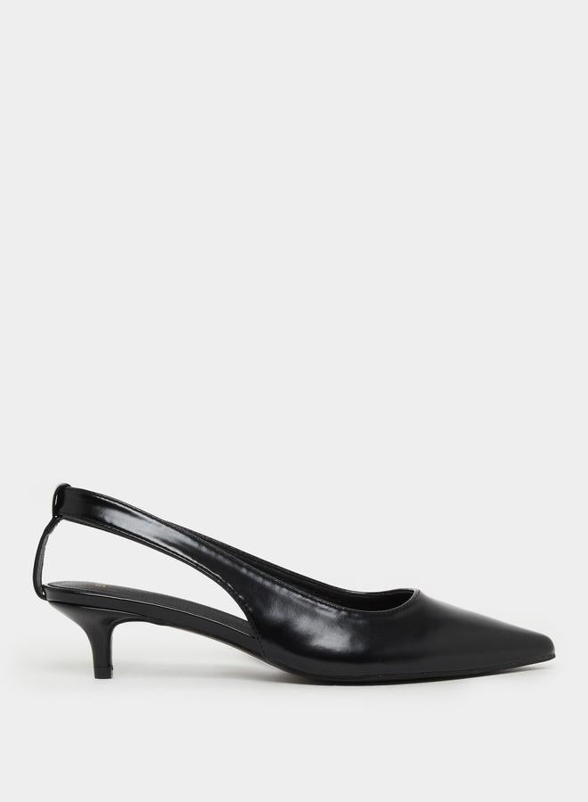 Styli Styli Plain Pointed Toe Kitten Heel Slingback Shoes  - Image 2