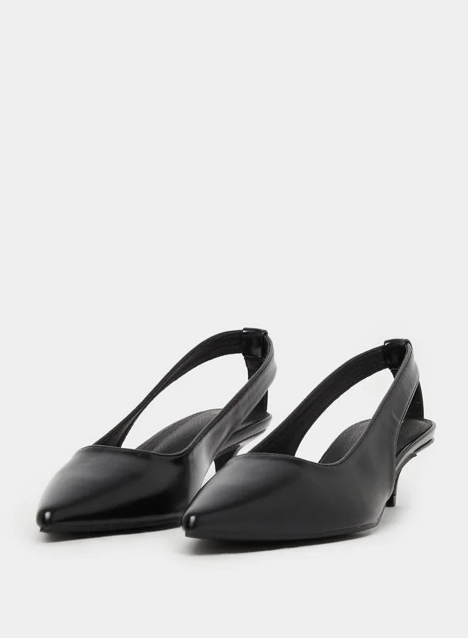 Styli Styli Plain Pointed Toe Kitten Heel Slingback Shoes