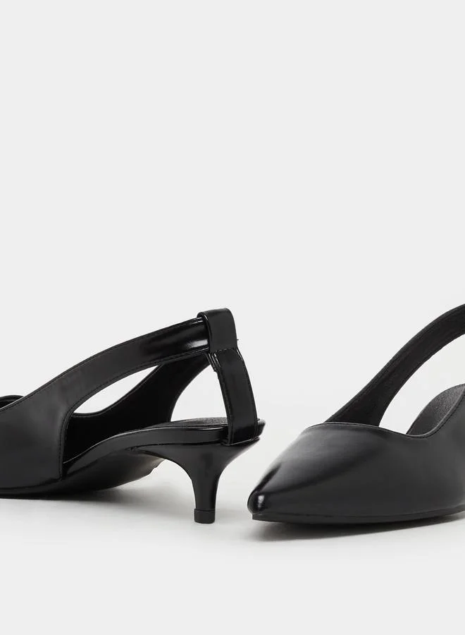 Styli Styli Plain Pointed Toe Kitten Heel Slingback Shoes