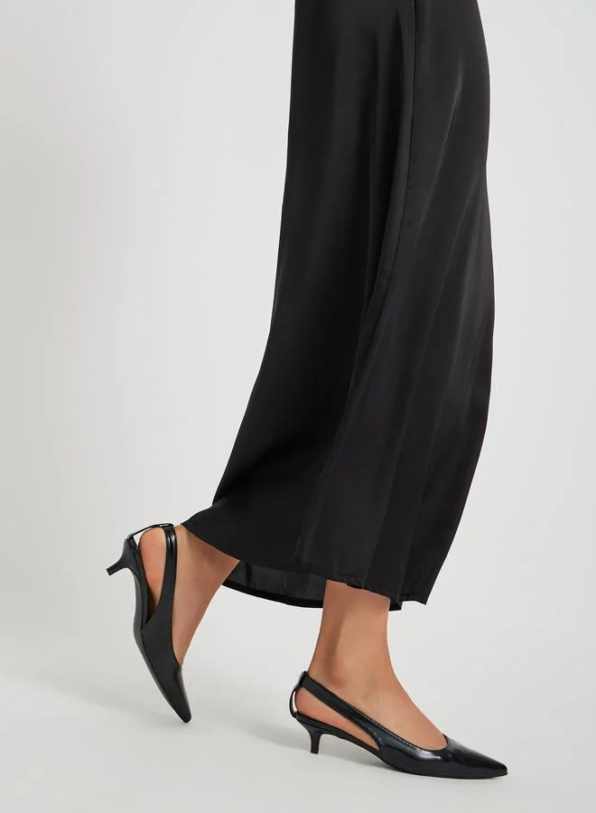 ستايلي Styli Plain Pointed Toe Kitten Heel Slingback Shoes