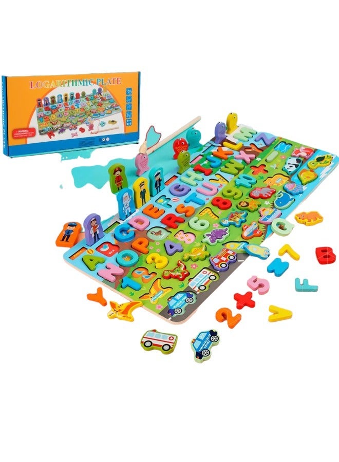 صندوق العاب لعبة لغز الصيد الخشبية ذات الأرقام المغناطيسية للأطفال الصغار، التعليم المنزلي لمرحلة ما قبل المدرسة، ألعاب تعليمية تعليمية، لعبة فرز الأشكال، مكعبات تراص ملونة، أرقام خشبية، هدية بانوراما - Image 1