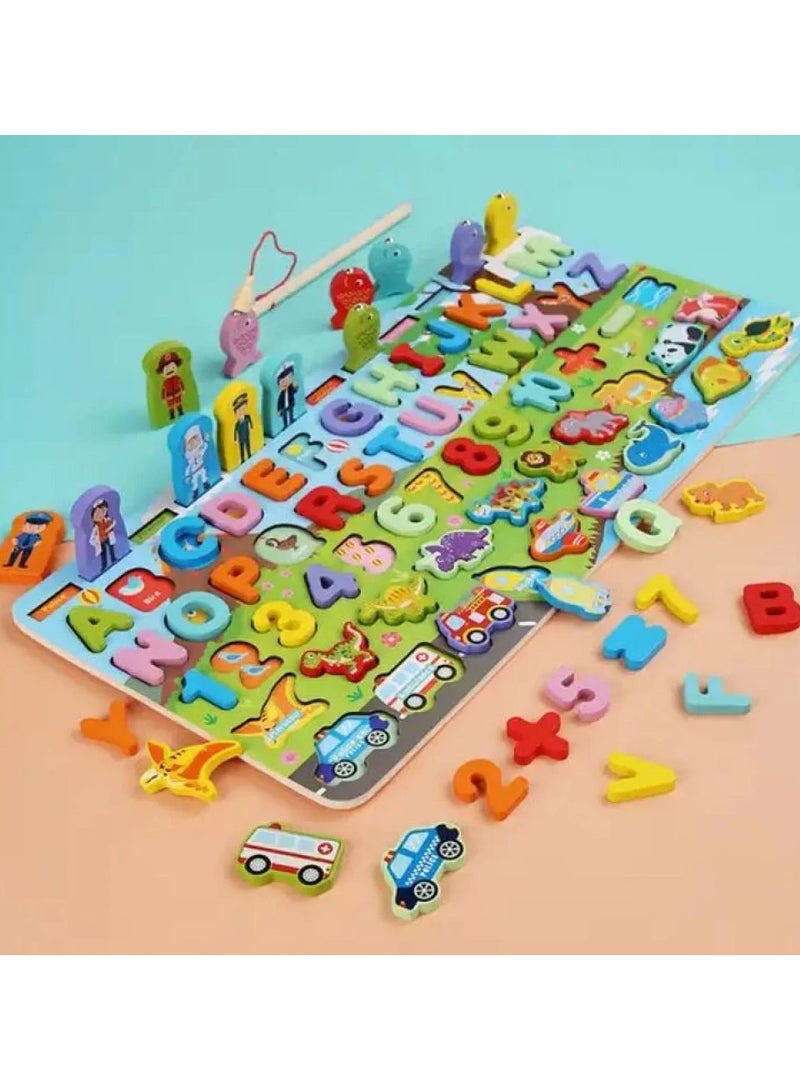 صندوق العاب لعبة لغز الصيد الخشبية ذات الأرقام المغناطيسية للأطفال الصغار، التعليم المنزلي لمرحلة ما قبل المدرسة، ألعاب تعليمية تعليمية، لعبة فرز الأشكال، مكعبات تراص ملونة، أرقام خشبية، هدية بانوراما - Image 3