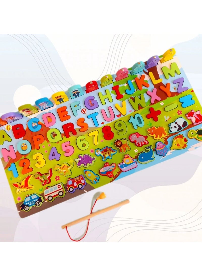 صندوق العاب لعبة لغز الصيد الخشبية ذات الأرقام المغناطيسية للأطفال الصغار، التعليم المنزلي لمرحلة ما قبل المدرسة، ألعاب تعليمية تعليمية، لعبة فرز الأشكال، مكعبات تراص ملونة، أرقام خشبية، هدية بانوراما - Image 4