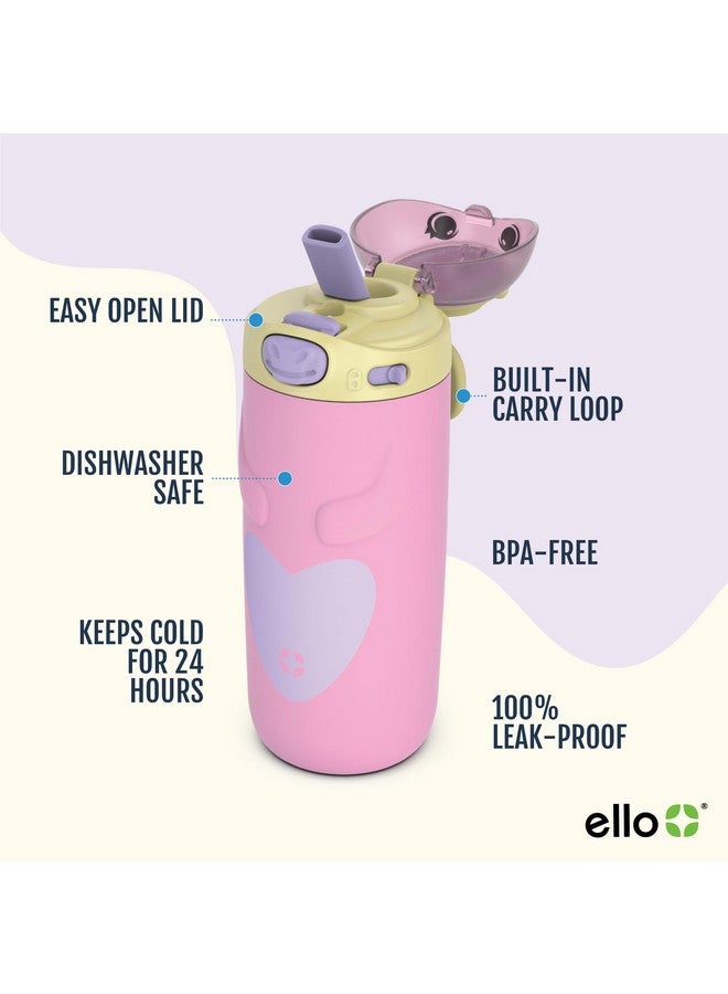 Ello Ello Ellies 12oz Vacuum Insulated Stainless Steel Kids Water Bottle with Straw and Built-in Carrying Handle and Leak-Proof Locking Lid for School Backpack, Lunchbox and Outdoor Sports, Unicorn  - Image 3