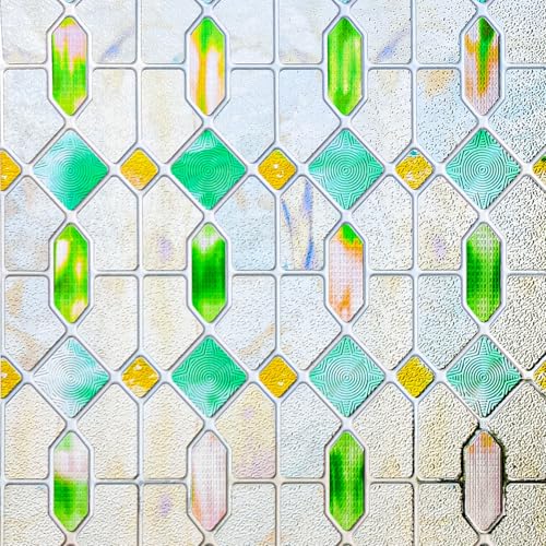 ADD.HERES 3D Stained Glass Window Film Decorative Window Privacy Film for BathroomFront DoorHome Sun Blocking Heat ControlStatic ClingGlass Haven 236inch x 354inch - Image 3