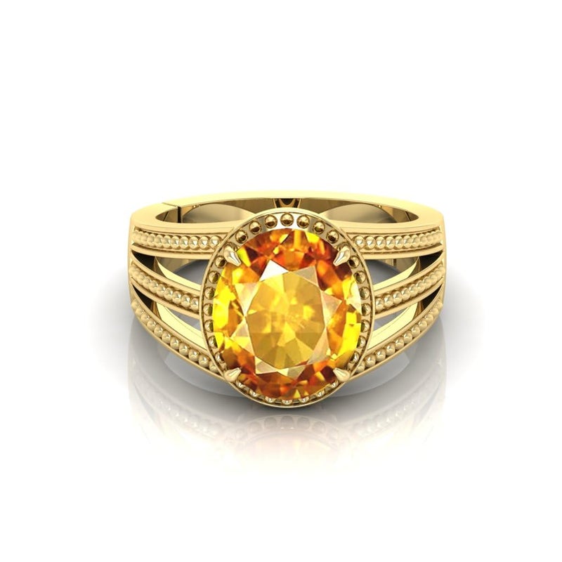 SHREE RADHE TRADERS Yellow Sapphire Pukhraj Stone Original Certified, Adjustable Ring Natural Gemstone for Men and Women, - Image 3