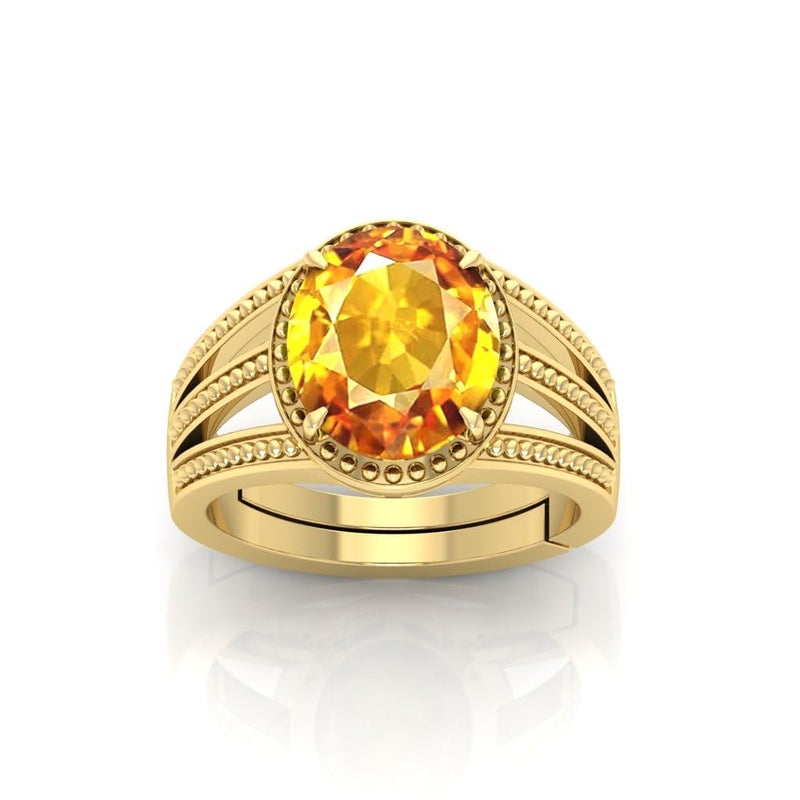 SHREE RADHE TRADERS Yellow Sapphire Pukhraj Stone Original Certified, Adjustable Ring Natural Gemstone for Men and Women, - Image 1