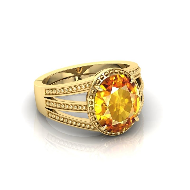 SHREE RADHE TRADERS Yellow Sapphire Pukhraj Stone Original Certified, Adjustable Ring Natural Gemstone for Men and Women, - Image 2