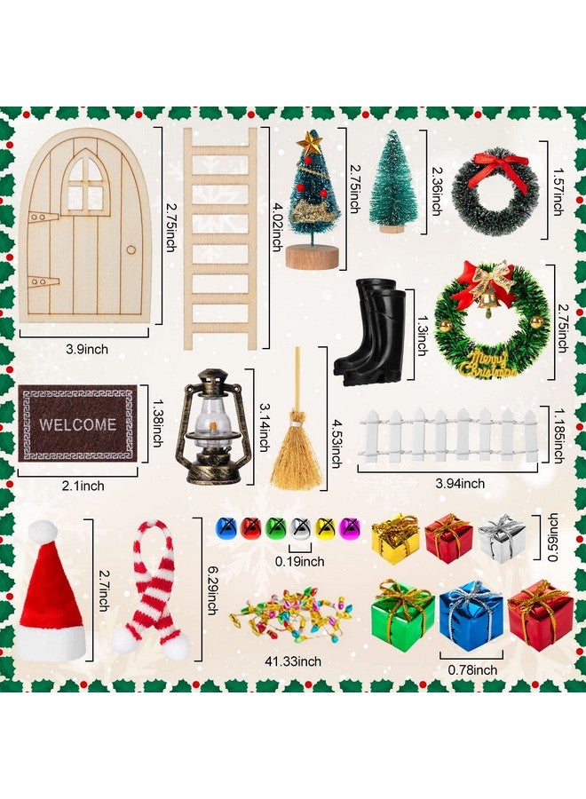 FFNIU 38Pcs Doll House Christmas Decoration, Miniature Christmas Dollhouse Accessories Fake Light Door Mini Xmas Tree 1:12 Miniature Scene Model Pretend Toys DIY Festival Holiday Party Favors - Image 4