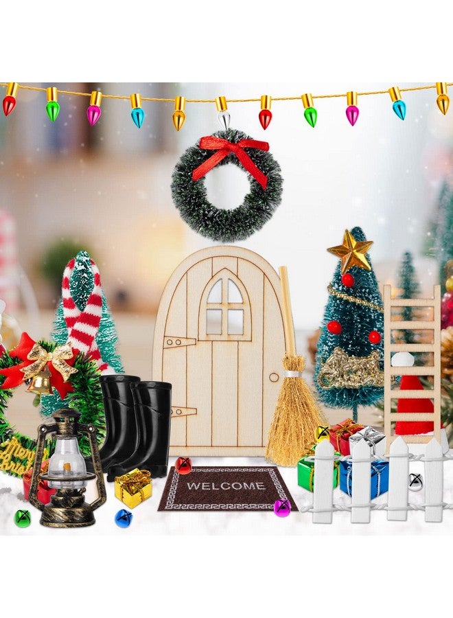 FFNIU 38Pcs Doll House Christmas Decoration, Miniature Christmas Dollhouse Accessories Fake Light Door Mini Xmas Tree 1:12 Miniature Scene Model Pretend Toys DIY Festival Holiday Party Favors - Image 2