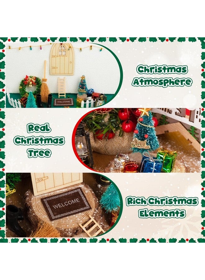 FFNIU 38Pcs Doll House Christmas Decoration, Miniature Christmas Dollhouse Accessories Fake Light Door Mini Xmas Tree 1:12 Miniature Scene Model Pretend Toys DIY Festival Holiday Party Favors - Image 5