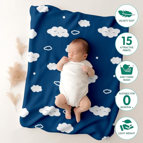 1ST STEP New Born Baby Blanket All Season Printed Single Super Soft Wrapper Sheet for AC Room for Baby Boys, Baby Girls, Babies (Cloud, 100 X 140 cms) - Image 3
