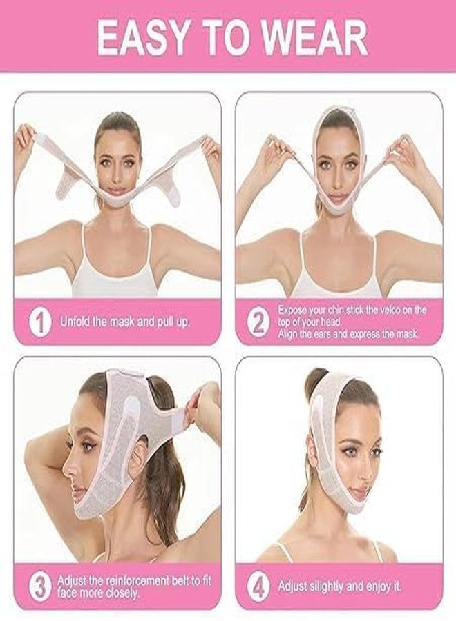 JAMBUVANTI Facial Slimming Belt, Double Chin Reducer Reusable V-Shape Face Mask for Men & Women Facial Shaped UP Lift Belt, Slim Cheeks Lifting Jaw Line Shaper Anti Wrinkle Strap Elastic Face (1 Pcs) MULTICOLOUR - Image 4