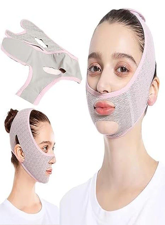 JAMBUVANTI Facial Slimming Belt, Double Chin Reducer Reusable V-Shape Face Mask for Men & Women Facial Shaped UP Lift Belt, Slim Cheeks Lifting Jaw Line Shaper Anti Wrinkle Strap Elastic Face (1 Pcs) MULTICOLOUR - Image 1