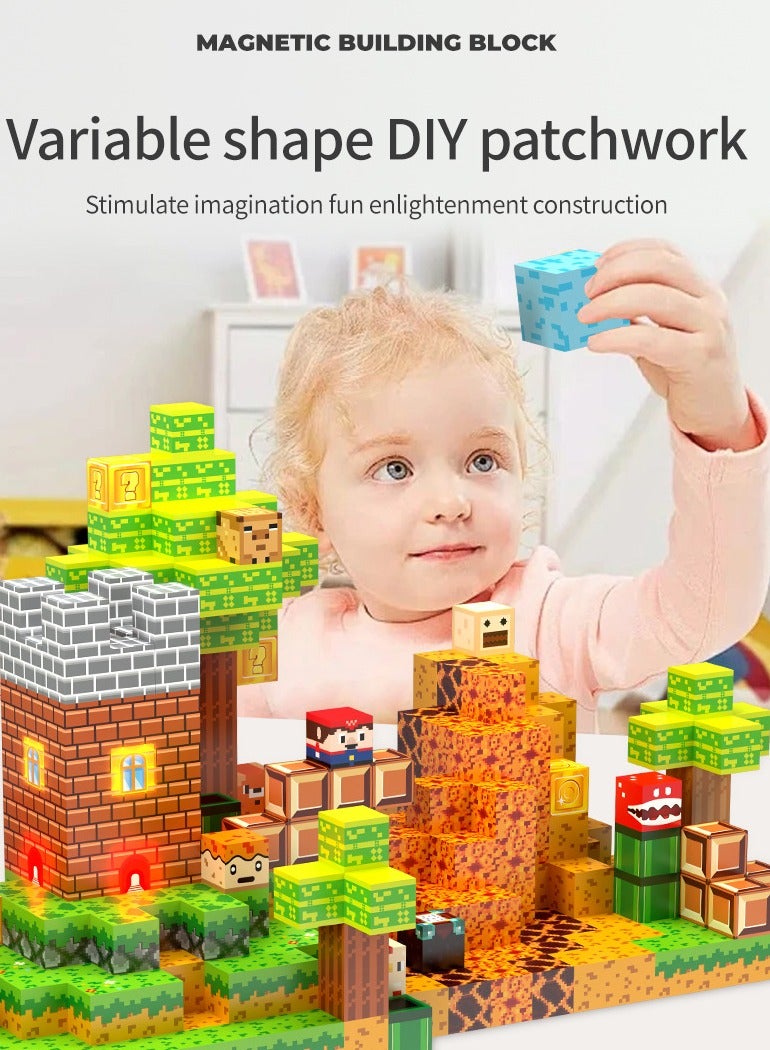 XICEN Kids Magnetic Building Blocks, 137pcs STEM Construction Cube Toys, Magnet Stacking Blocks, Montessori Sensory Toys,  Birthday Gifts for Kid Ages 3+ - Image 3