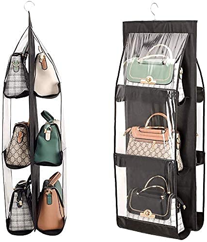 Ad Fresh ADFRESH 6 Pocket Foldable Hanging Purse Handbag Organizer for Storage Ladies Women Large Clear Hand Bag Storage Organizer Multi Color - Image 3