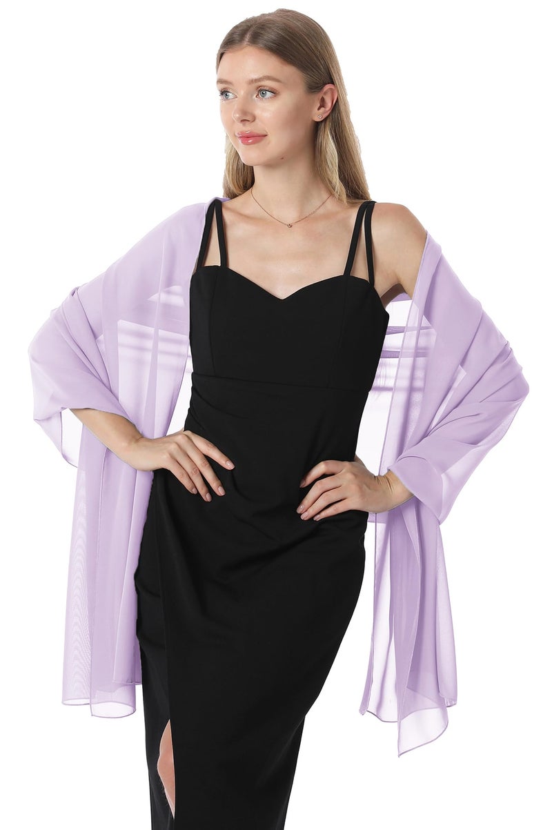 Hotshawl Chiffon Shawls and Wraps for Evening Dresses Women Elegant Soft Scarf Bridal Scarve Wedding Stole (Lilac, One Size) - Image 3