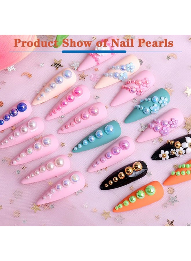 Makandup 6000 Pcs Nail Pearls for Nails Art,Silver Half Pearls for Crafts,Flatback Pearls for Face Eyes Makeup,Round Flat Back Pearl for Charms DIY Crafting Charms Decorations Accessories - Image 3